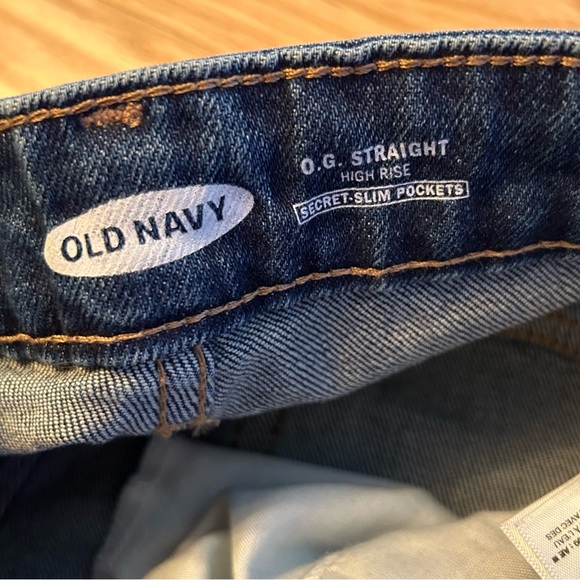 NWT Old Navy O.G. Straight High Rise Distressed Blue Jeans Margdes 10 - Picture 10 of 15